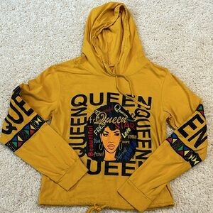ON FIRE L Queen long sleeve yellow and black cropped hoodie **